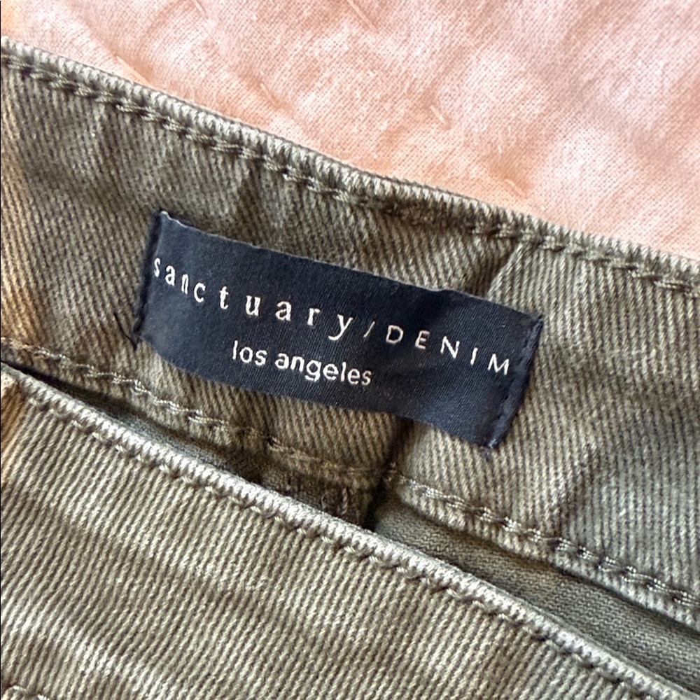 The Marine Crop Sanctuary Los Angeles Denim wide Leg Jeans 31 Olive Green - Picture 6 of 14